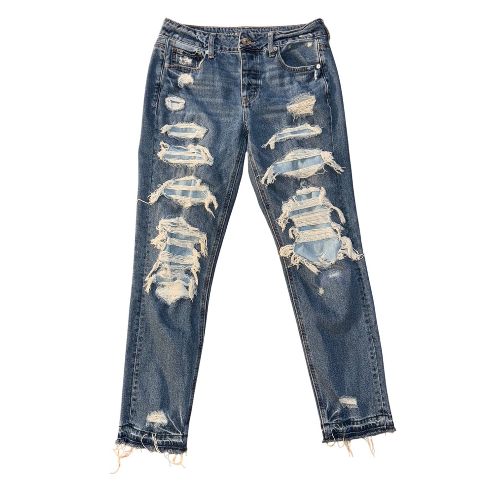 American Eagle Distressed‎ Ripped Mom Jeans Women's Size 4 Button Fly